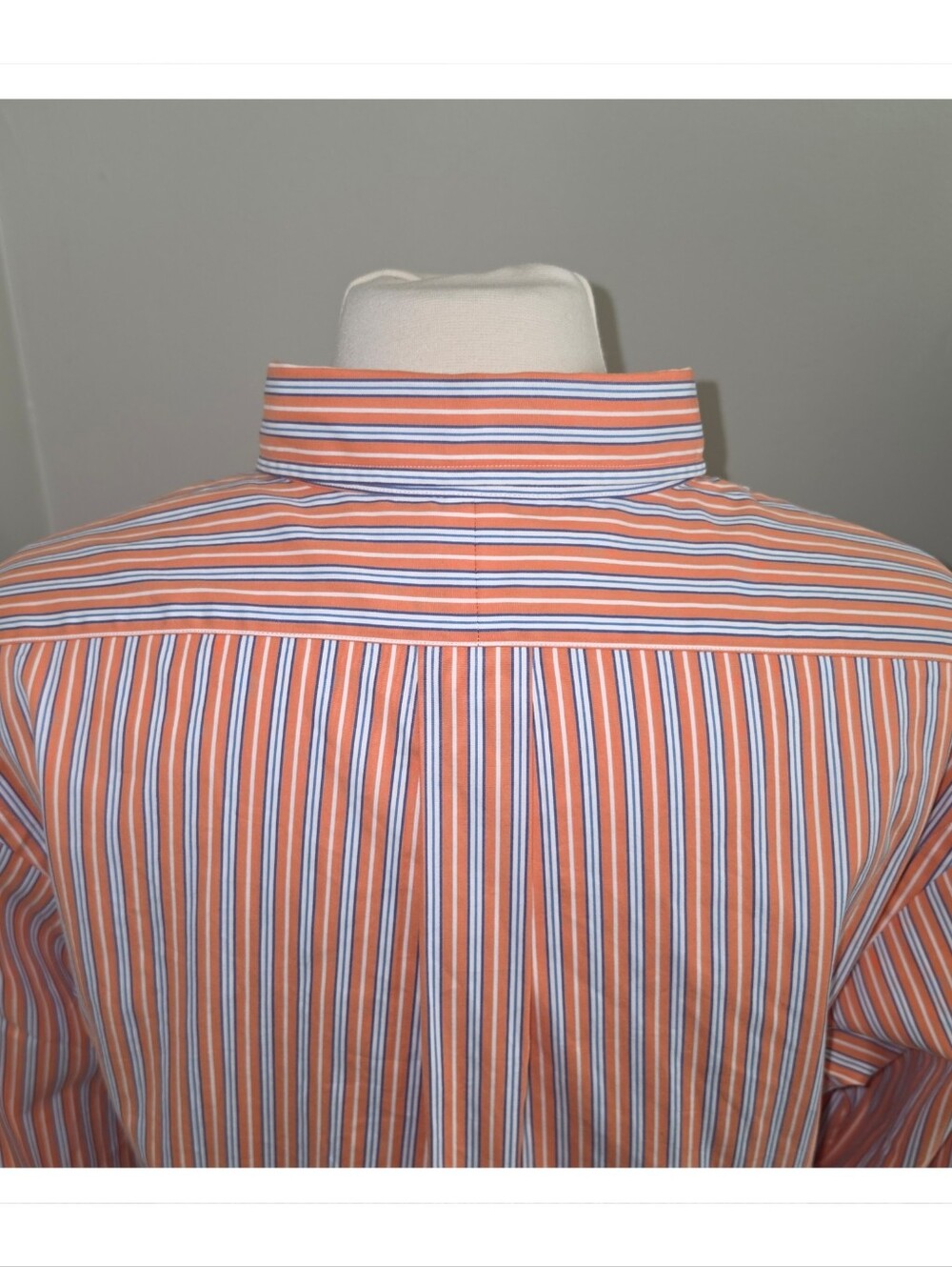 Polo Ralph Lauren Men’s Custom Fit Button Down Shirt Orange Blue Stripe Large - Picture 4 of 7